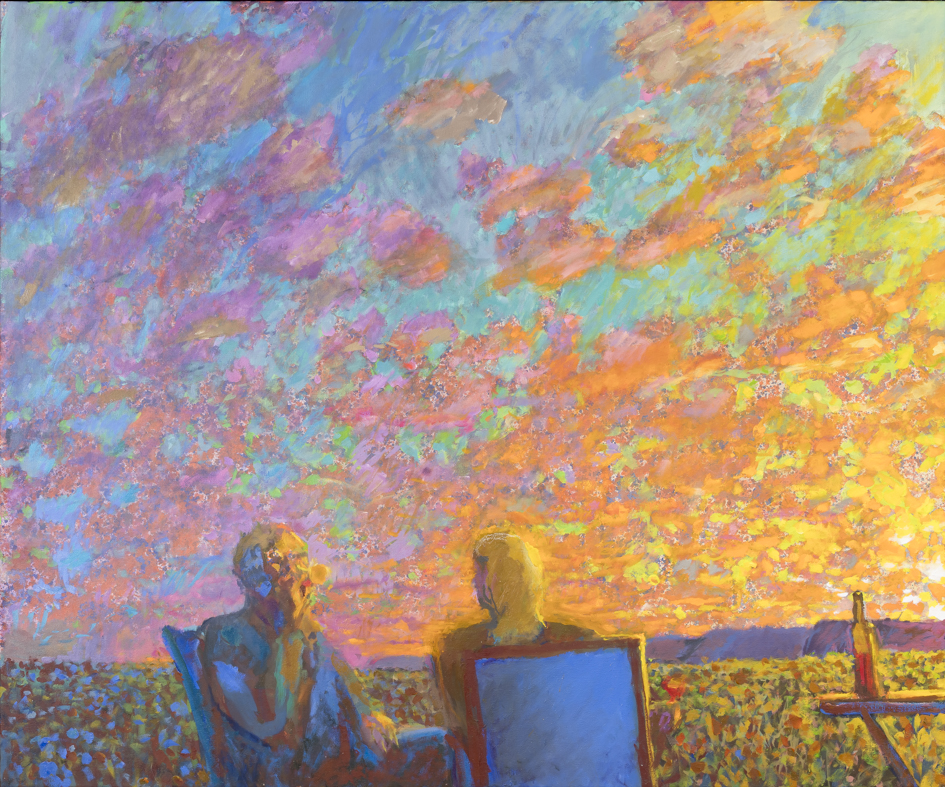 George Haynes, Nullarbor Dawn, 2021, acrylic and oil on canvas, 102 x 122cm