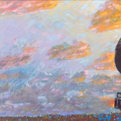 George Haynes, Nullabor Dawn, 2021, acrylic and oil on canvas, 80 x 125cm