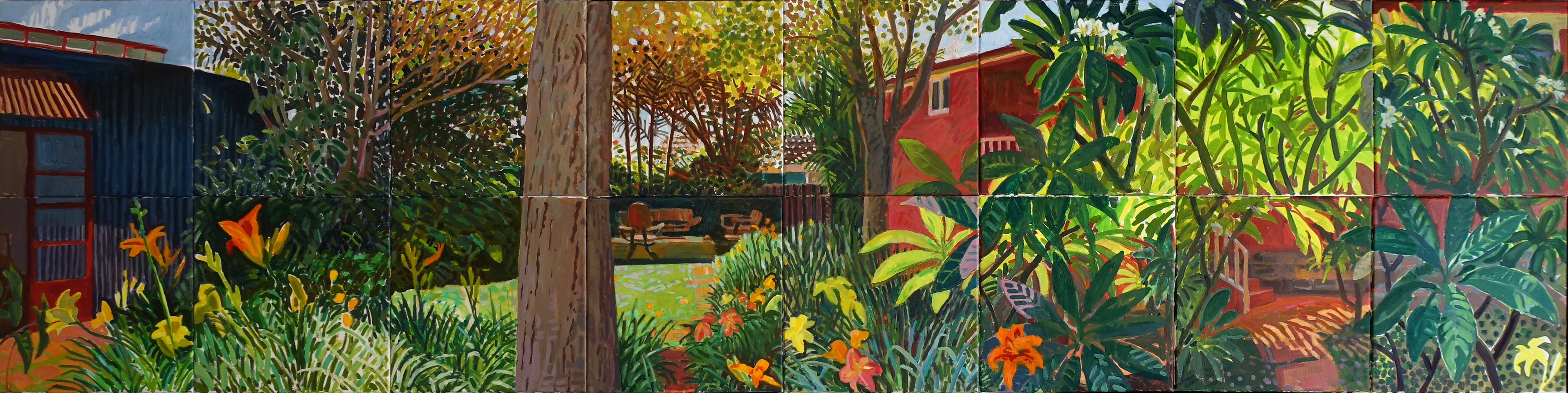 Jane Martin, Big Garden Painting, 2020, oil on canvas, 60 x 240cm