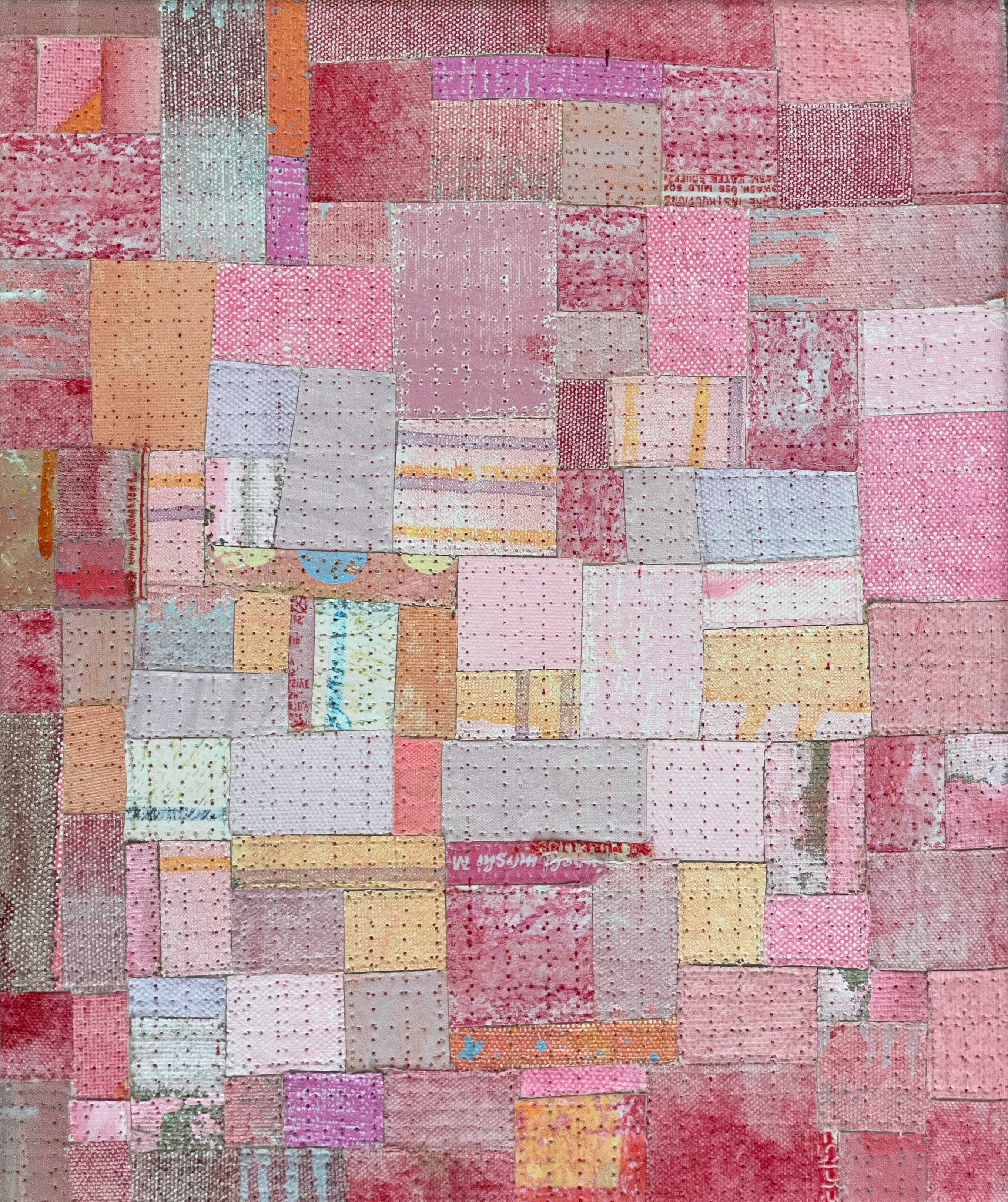 Eveline Kotai, From the Cutting Room Floor 3, 2021, acrylic on canvas and nylon thread on linen, 25.5 x 30.5cm