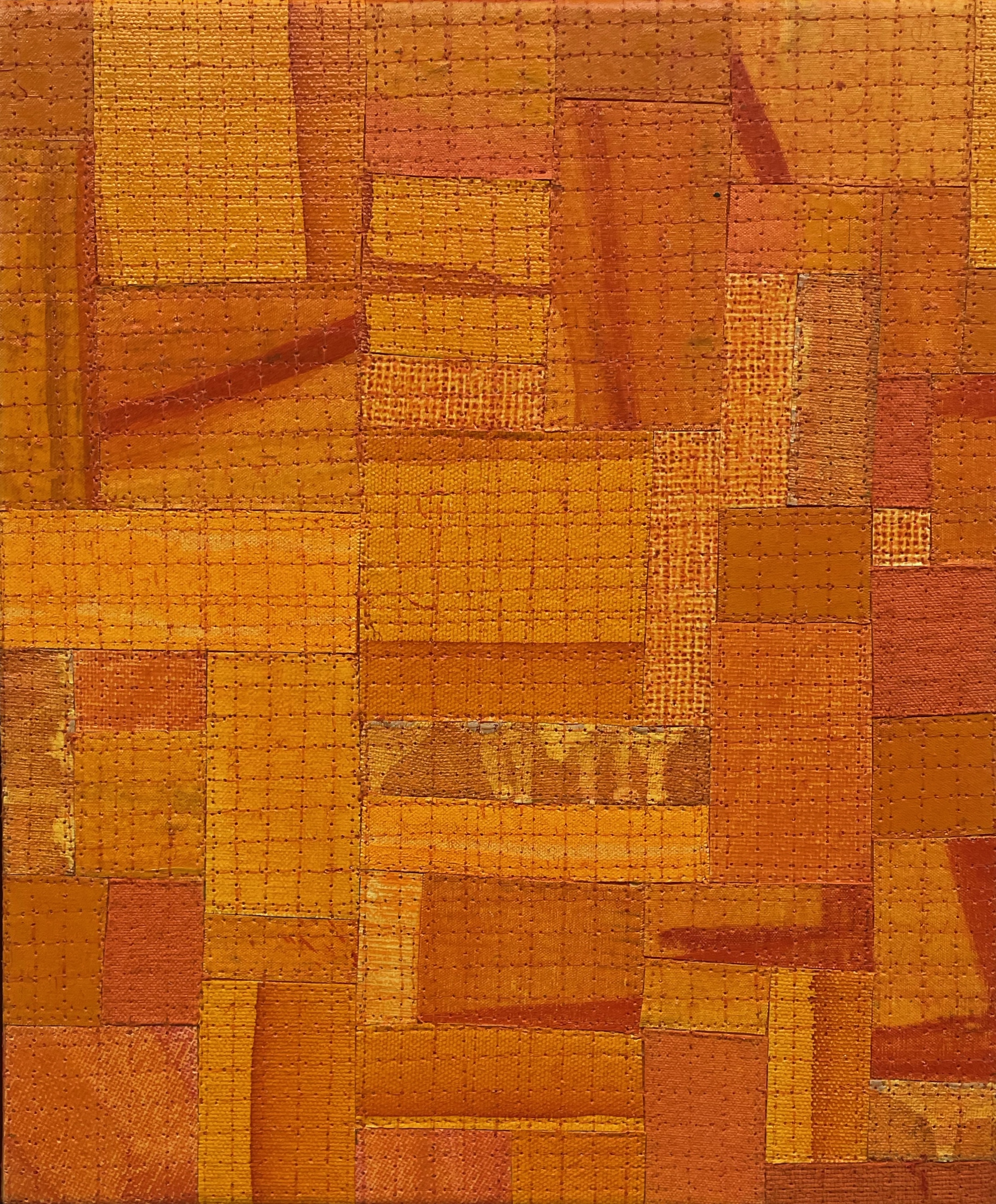 Eveline Kotai, From the Cutting Room Floor 9, 2021, acrylic on canvas and nylon thread on linen, 25.5 x 30.5cm