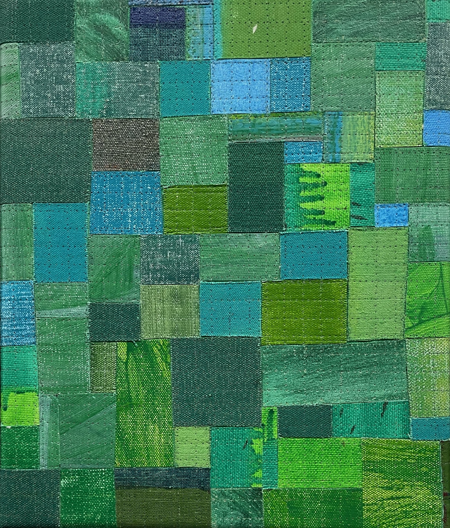 Eveline Kotai, From the Cutting Room Floor 18, 2021, acrylic on canvas and nylon thread on linen, 25.5 x 30.5cm