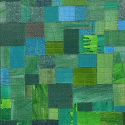 Eveline Kotai, From the Cutting Room Floor 18, 2021, acrylic on canvas and nylon thread on linen, 25.5 x 30.5cm