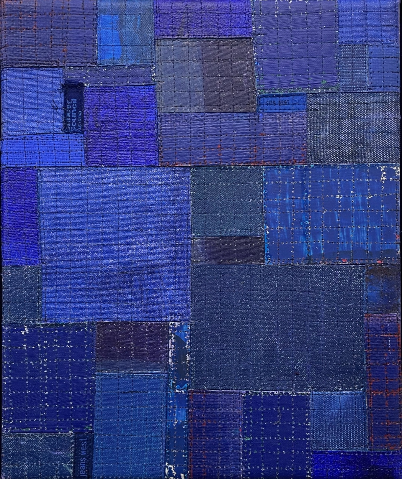 Eveline Kotai, From the Cutting Room Floor 22, 2021, acrylic on canvas and nylon thread on linen, 25.5 x 30.5cm