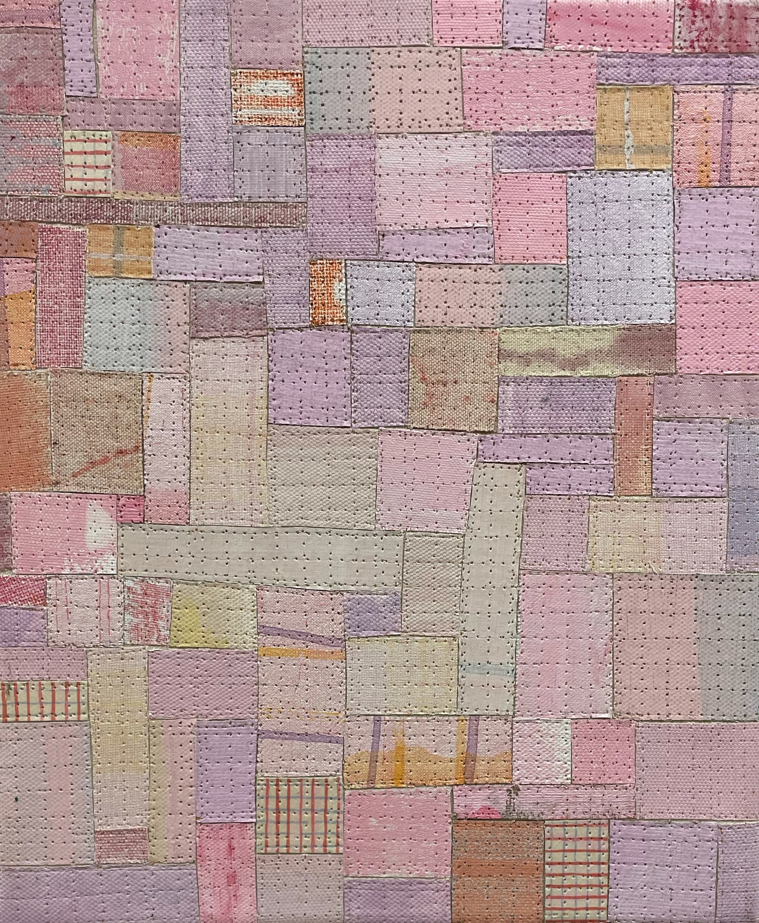 Eveline Kotai, From the Cutting Room Floor 1, 2021, acrylic on canvas and nylon thread on linen, 25.5 x 30.5cm