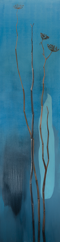 Jo Darbyshire, Blue Fennel 1, 2021, oil on canvas, 200 x 50cm