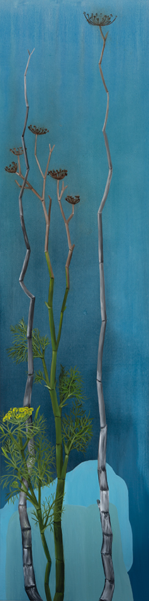 Jo Darbyshire, Blue Fennel 2, 2021, oil on canvas, 200 x 50cm
