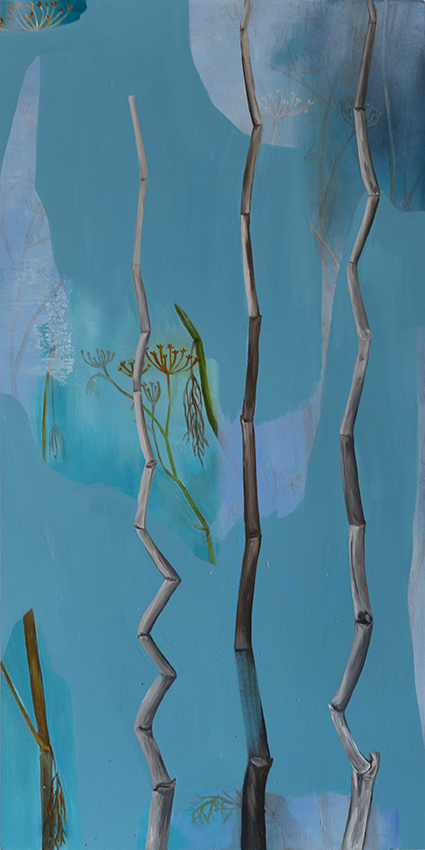 Jo Darbyshire, Zig Zag 1 (Broken Stem), 2021, oil on canvas, 92 x 46cm