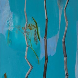 Jo Darbyshire, Zig Zag 1 (Broken Stem), 2021, oil on canvas, 92 x 46cm