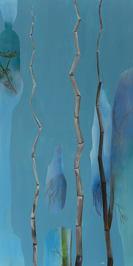 Jo Darbyshire, Zig Zag 2 (3 Full Stems), 2021, oil on canvas, 92 x 46cm