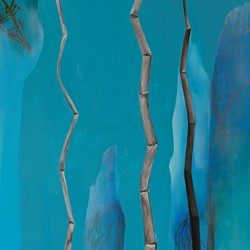 Jo Darbyshire, Zig Zag 2 (3 Full Stems), 2021, oil on canvas, 92 x 46cm