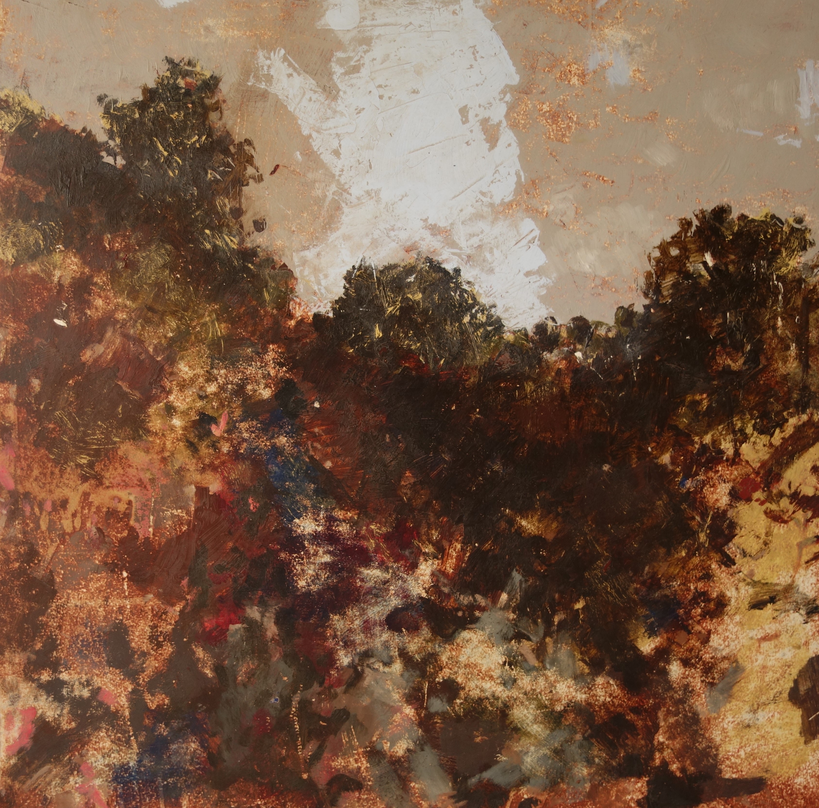 Merrick Belyea, The Hills, 2021, oil on board, 61 x 61cm