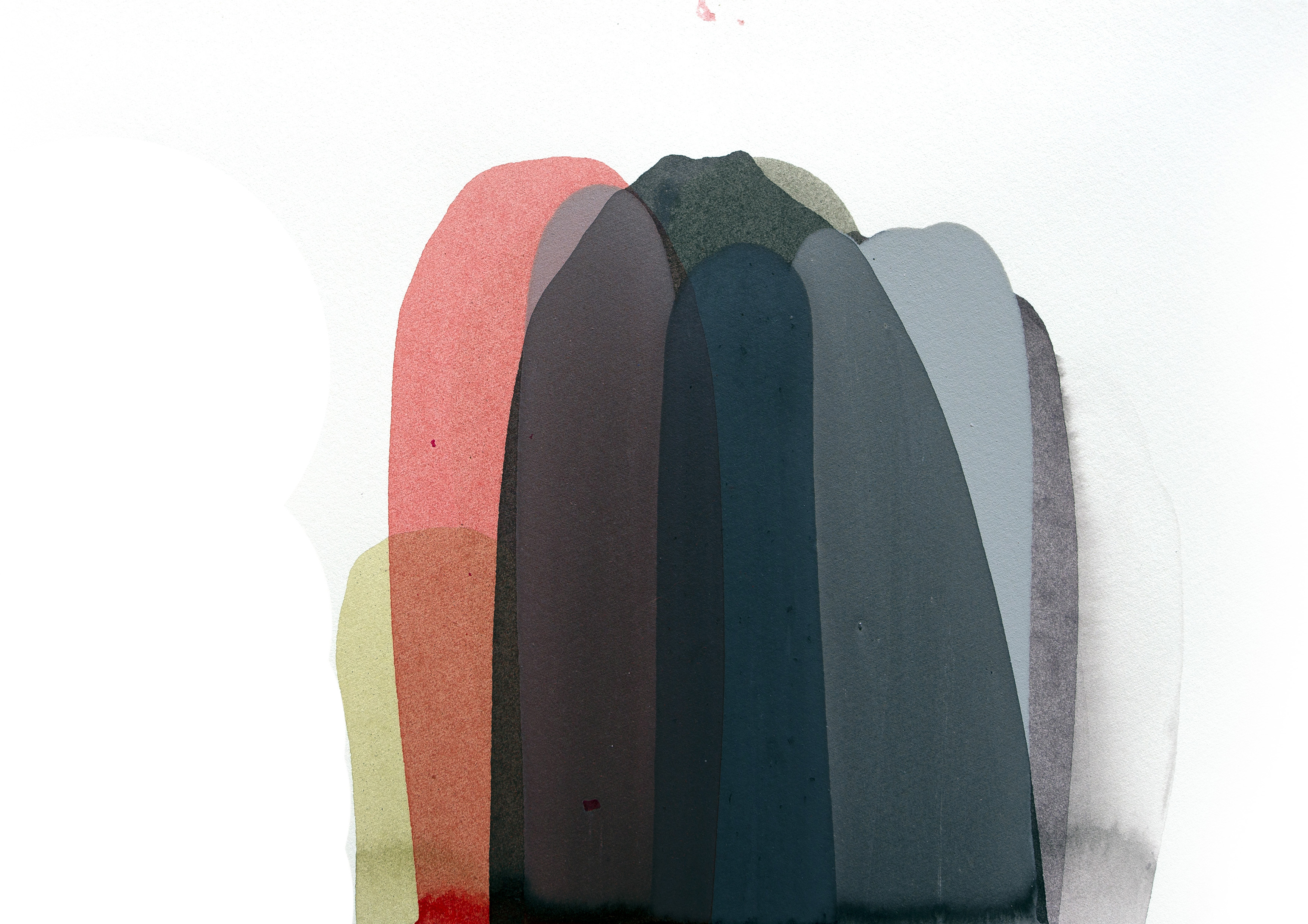 Penny Coss, Into a Leaden Sky, 2021, acrylic on paper, 27 x 36cm