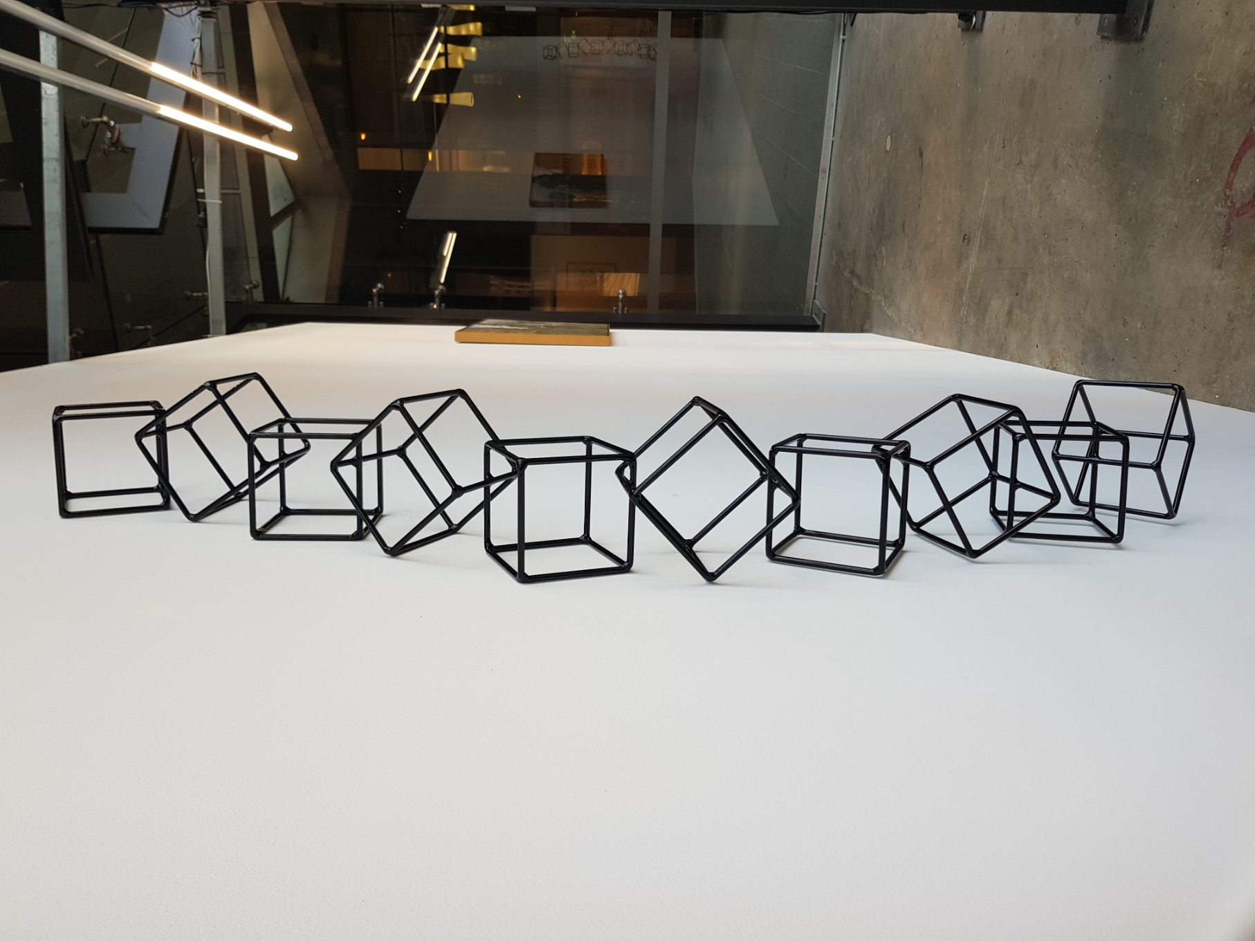 Jennifer Cochrane, 10 Cubes, 2021, powdercoated steel, 133 x 16 x 16cm