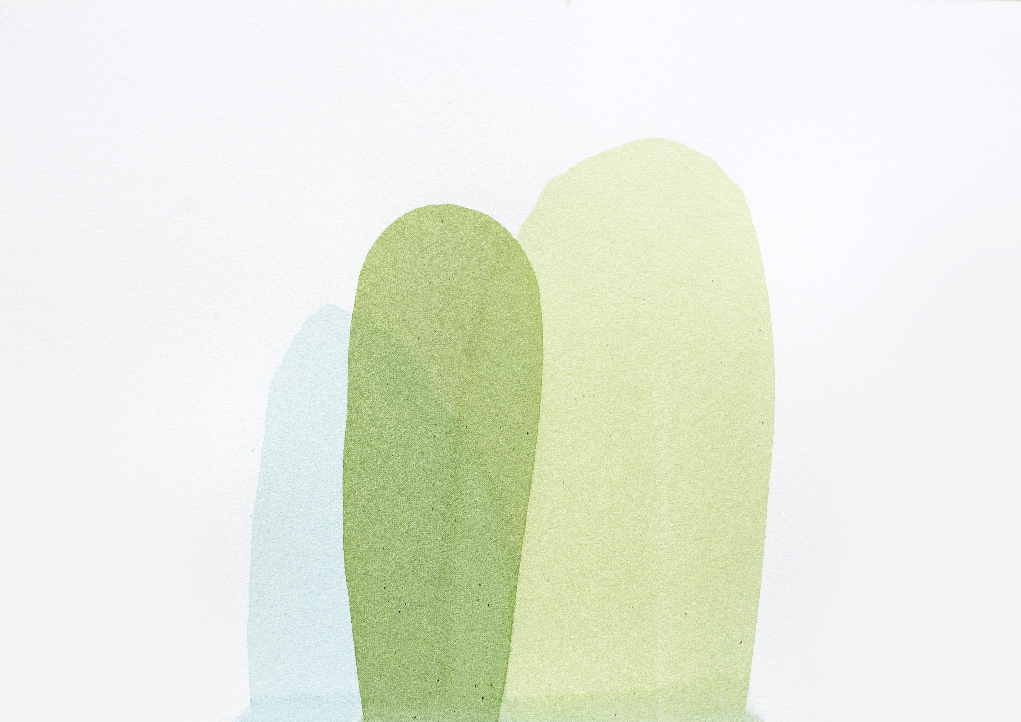 Penny Coss, Curved Rain, 2021, acrylic on paper, 27 x 36cm