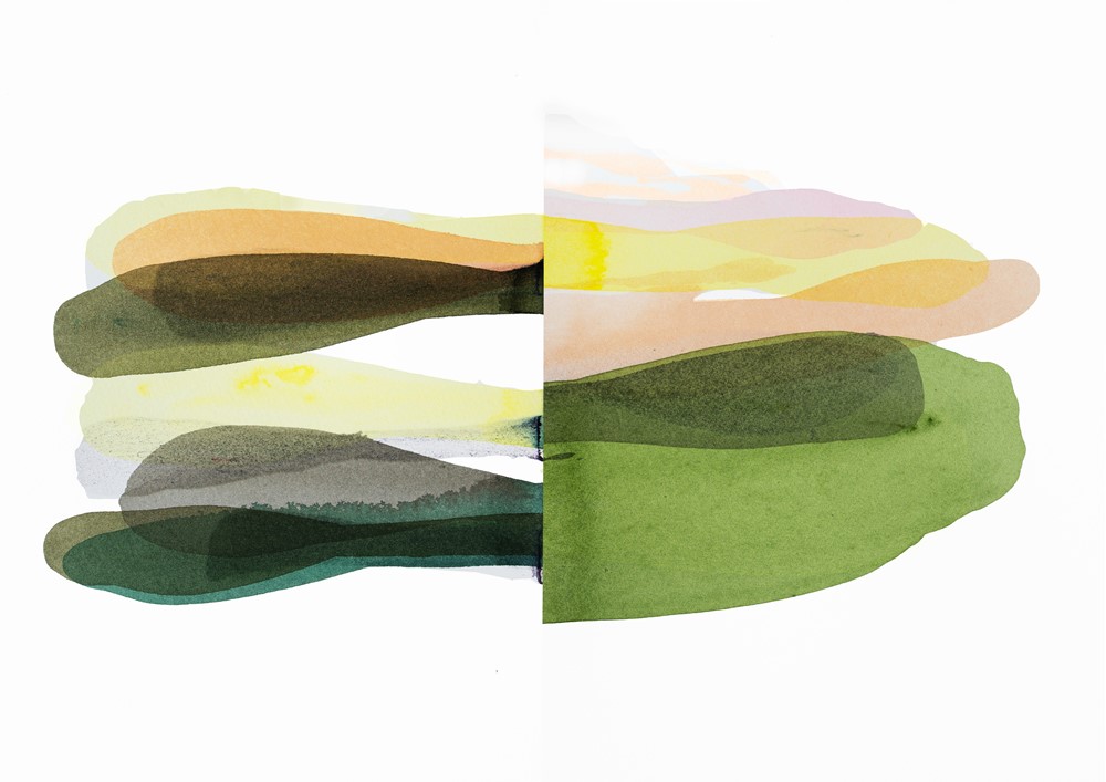 Penny Coss, Incoming 3, 2021, acrylic on paper, 47 x 52cm