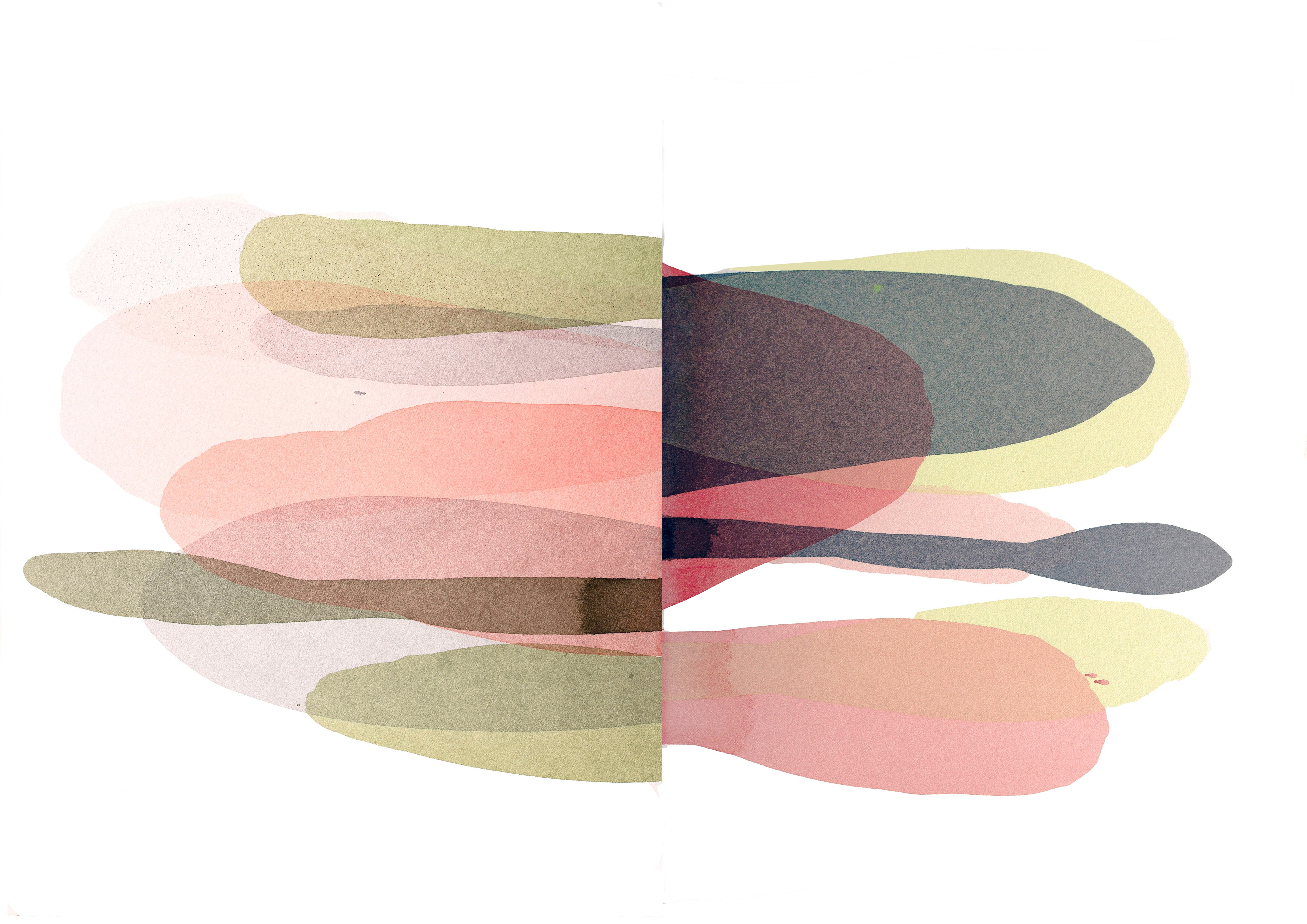 Penny Coss, Incoming 1, 2021, acrylic on paper, 47 x 52cm