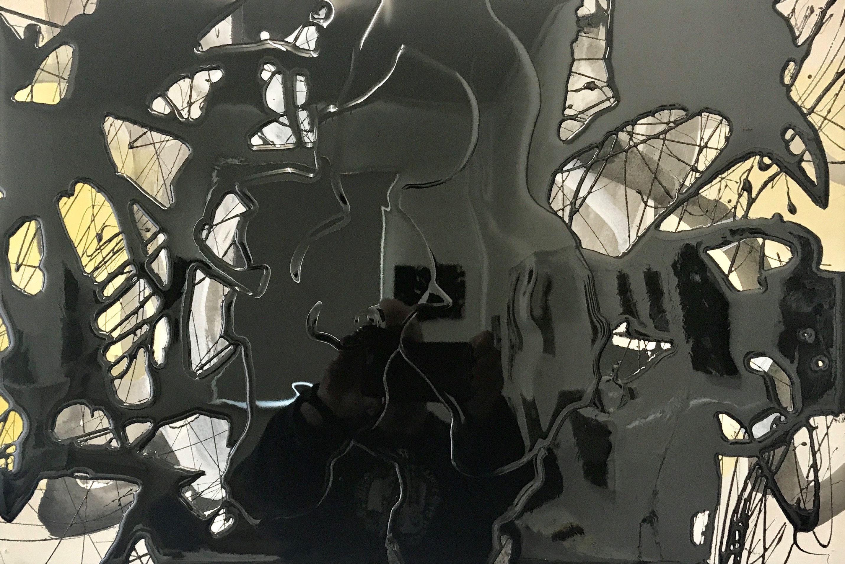 Chris Hopewell, Blast 4, 2020, acrylic on paper and resin on board, 57 x 38cm