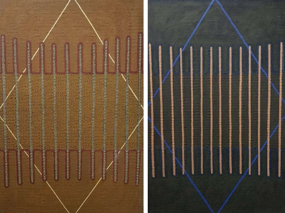 Galliano Fardin, Yalgorup Summer, Yalgorup Winter, 2020, oil on canvas, 90 x 120cm diptych