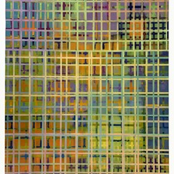 Alex Spremberg, Structure and Void 9, 2002, enamel on canvas board, 56 x 71cm