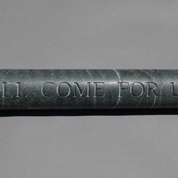 Lee Harrop, Time Will Come for Us I, 2020, hand-engraved geological core sample from the Goldfield, Yilgarn Craton WA, 52 x 6cm, 4kg
