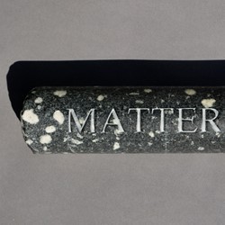 Lee Harrop, Matter of Time II, 2020, hand-engraved geological core sample from the Goldfields, Yilgarn Craton WA, 38.5 x 6cm, 3.2kg
