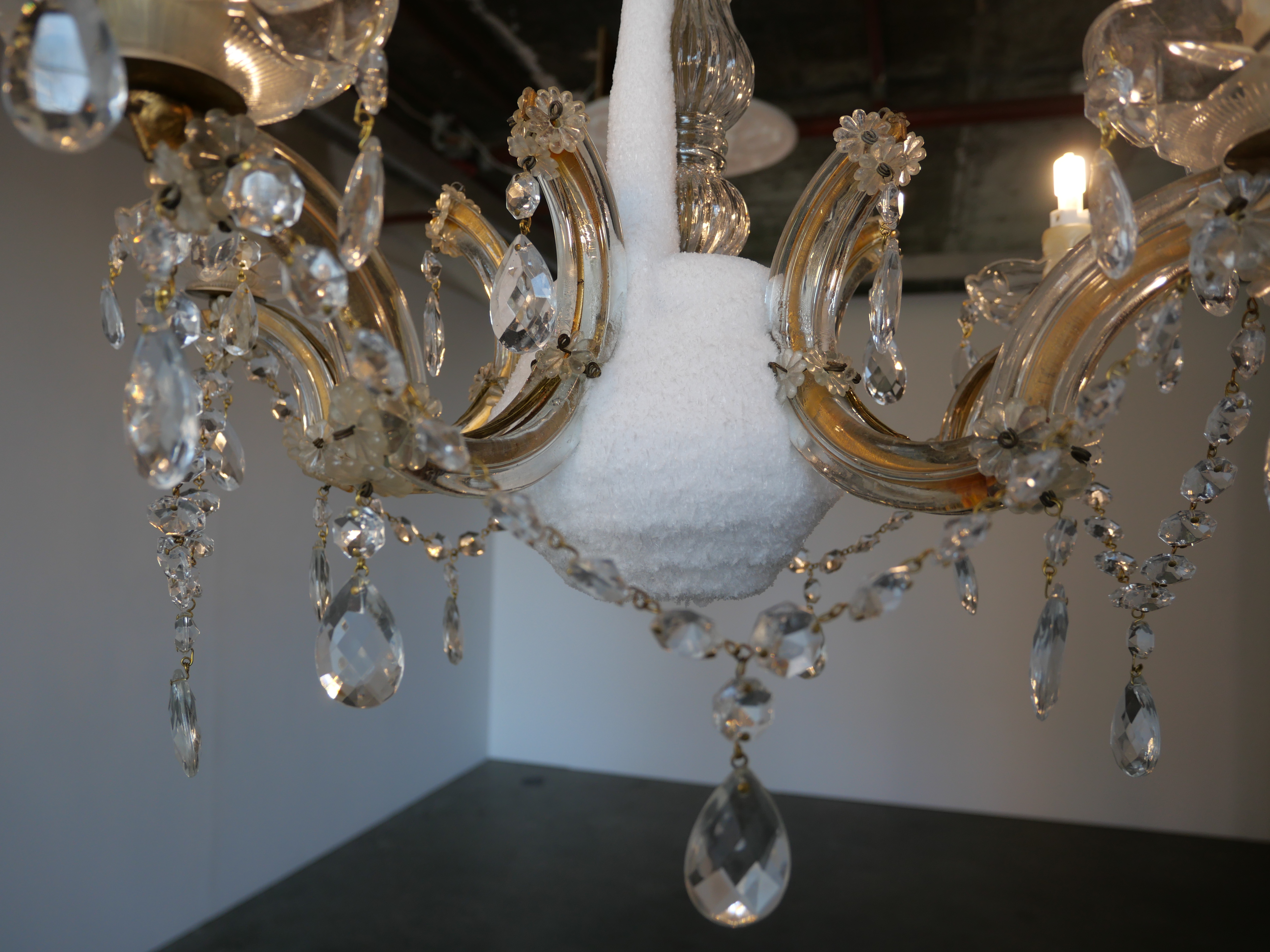 Nicholas Folland, It Could Have Been Me ..., 2019, chandelier, refrigeration unit, 12V lighting and ceiling rose, dimensions variable (3)