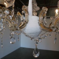 Nicholas Folland, It Could Have Been Me ..., 2019, chandelier, refrigeration unit, 12V lighting and ceiling rose, dimensions variable (3)