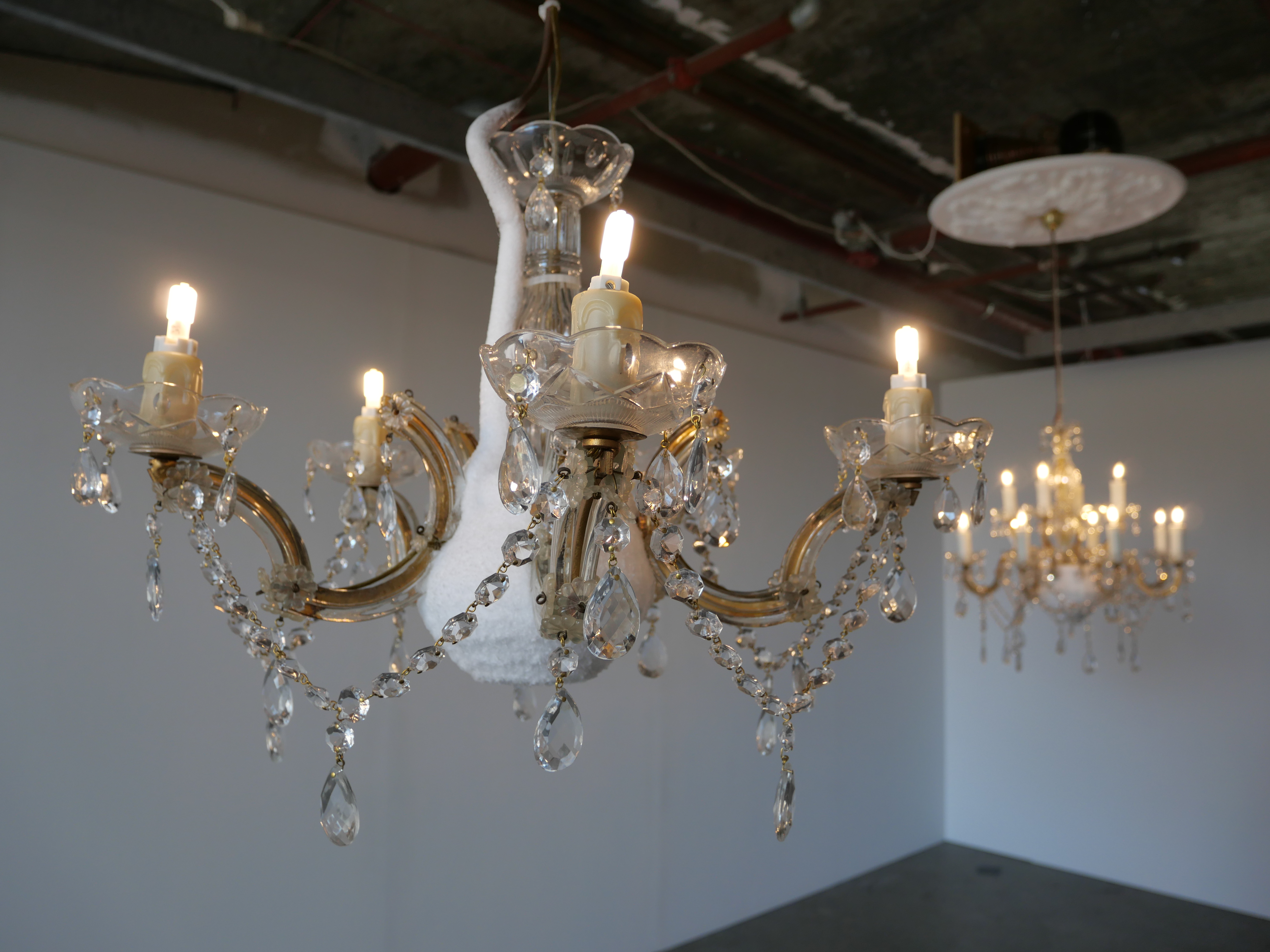 Nicholas Folland, It Could Have Been Me ..., 2019, chandelier, refrigeration unit, 12V lighting and ceiling rose, dimensions variable (4)