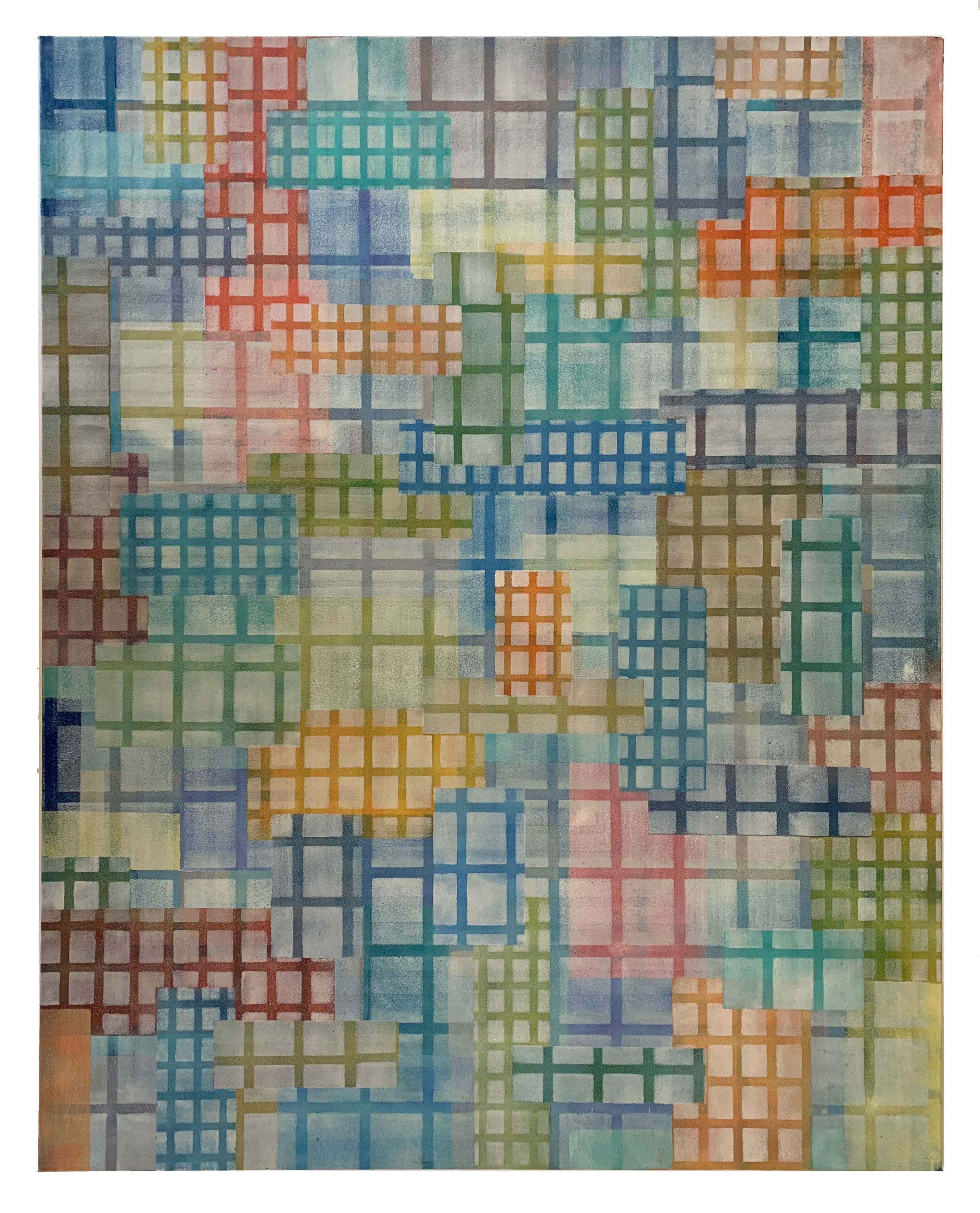 Alex Spremberg, Structure and Void 6, 2002, enamel on canvas board, 56 x 71cm