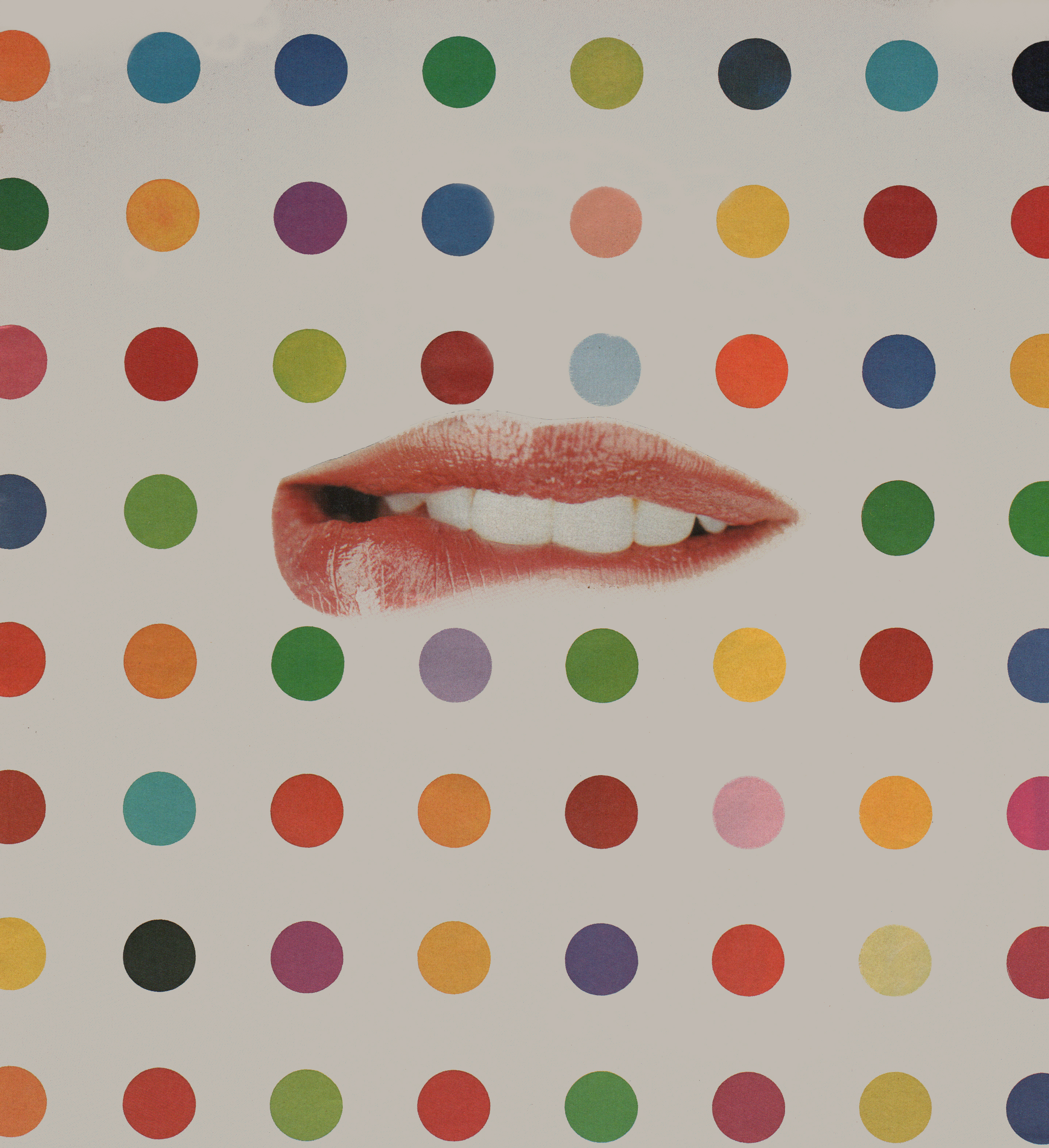Alex Spremberg, Lips and Dots, 2020, paper collage on board, 26.5 x 24.5cm