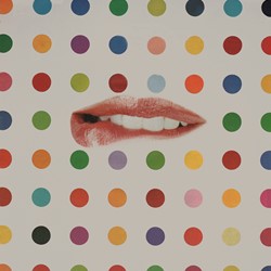Alex Spremberg, Lips and Dots, 2020, paper collage on board, 26.5 x 24.5cm