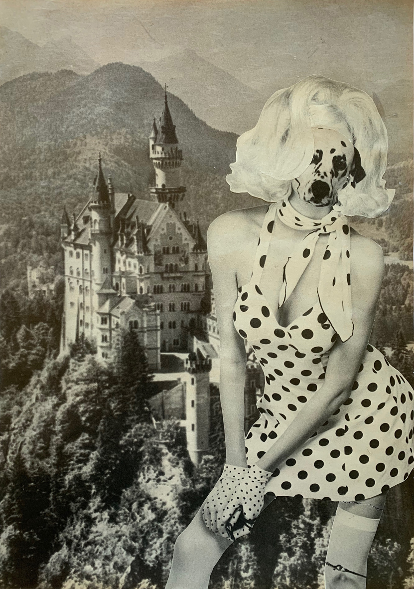 Alex Spremberg, Dalmatian Castle, 2020, paper collage on board, 36 x 26cm