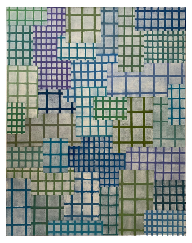 Alex Spremberg, Structure and Void 4, 2002, enamel on canvas board, 55.9 x 71.1cm