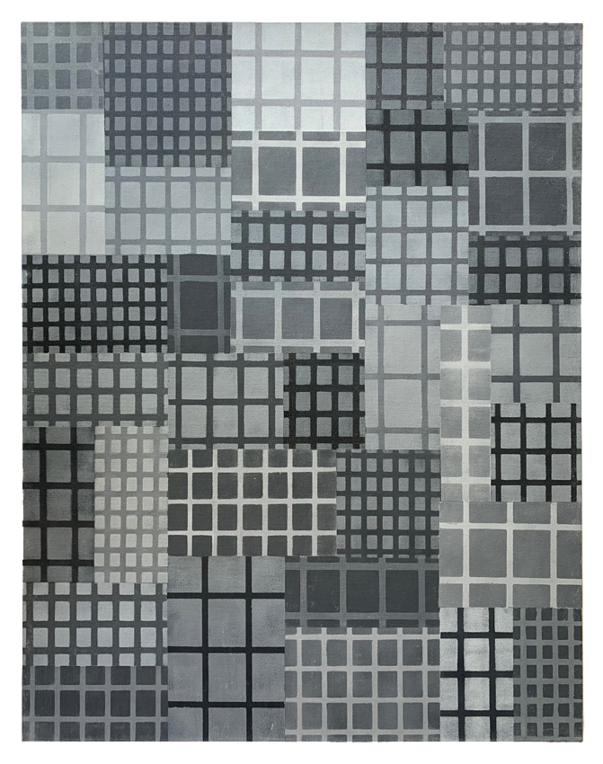 Alex Spremberg, Structure and Void 1, 2002, enamel on canvas board, 55.9 x 71.1cm