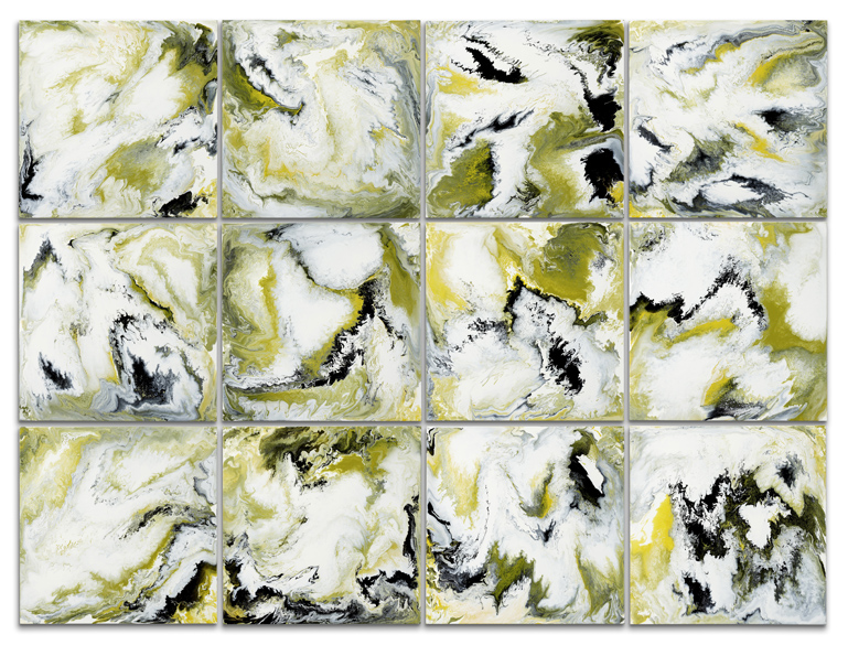 Alex Spremberg, Spin Cycle, 2008, enamel on canvas, 184 x 246 x 3cm (12 panels)