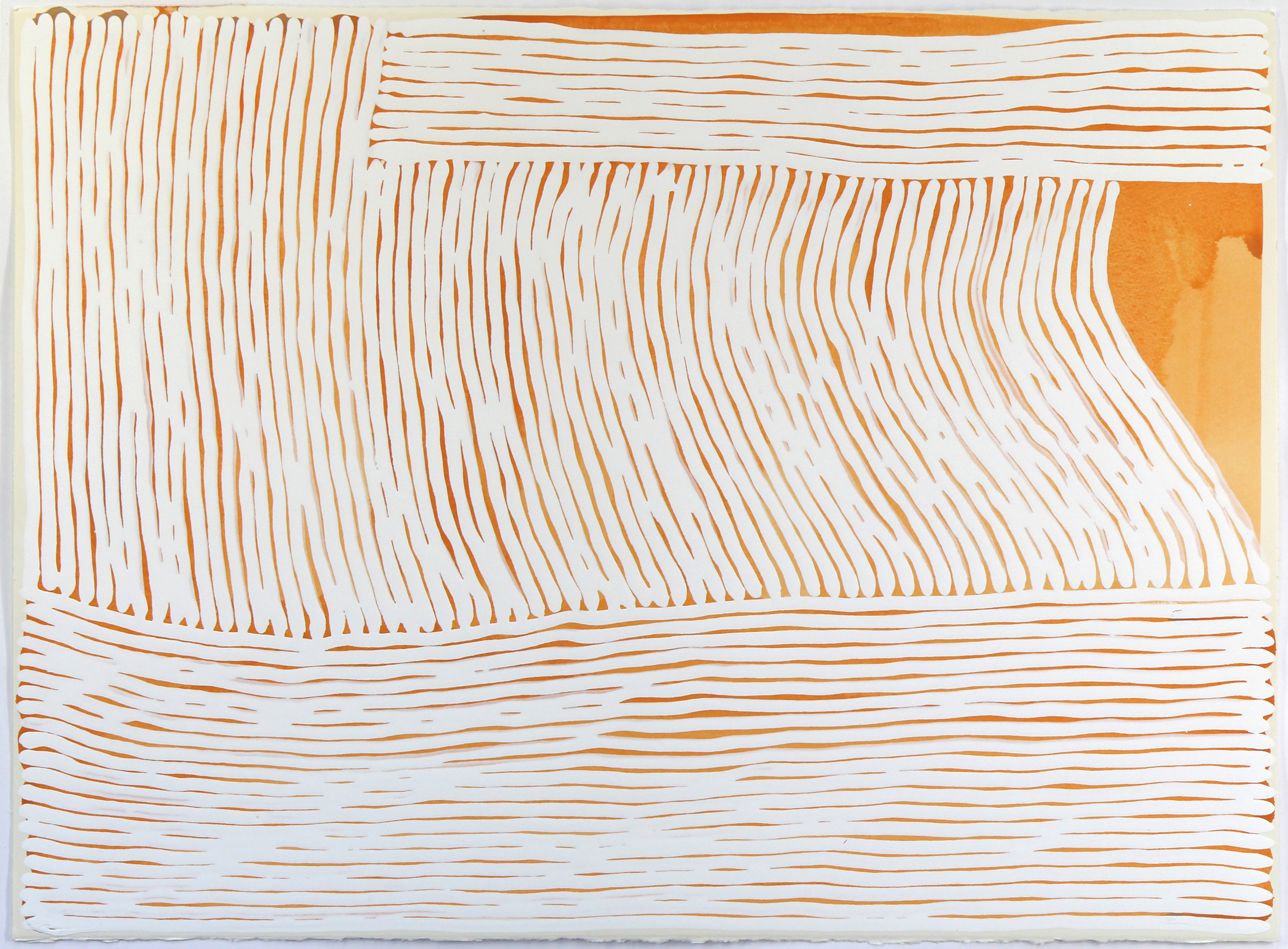 Tom Freeman, Limited Movements, Internal Paths (Orange), 2020, acrylic on paper, 76 x 56cm