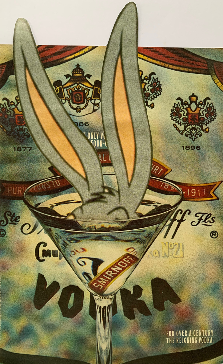 Alex Spremberg, Drink Drowning, 2020, paper collage on board, 35 x 25cm