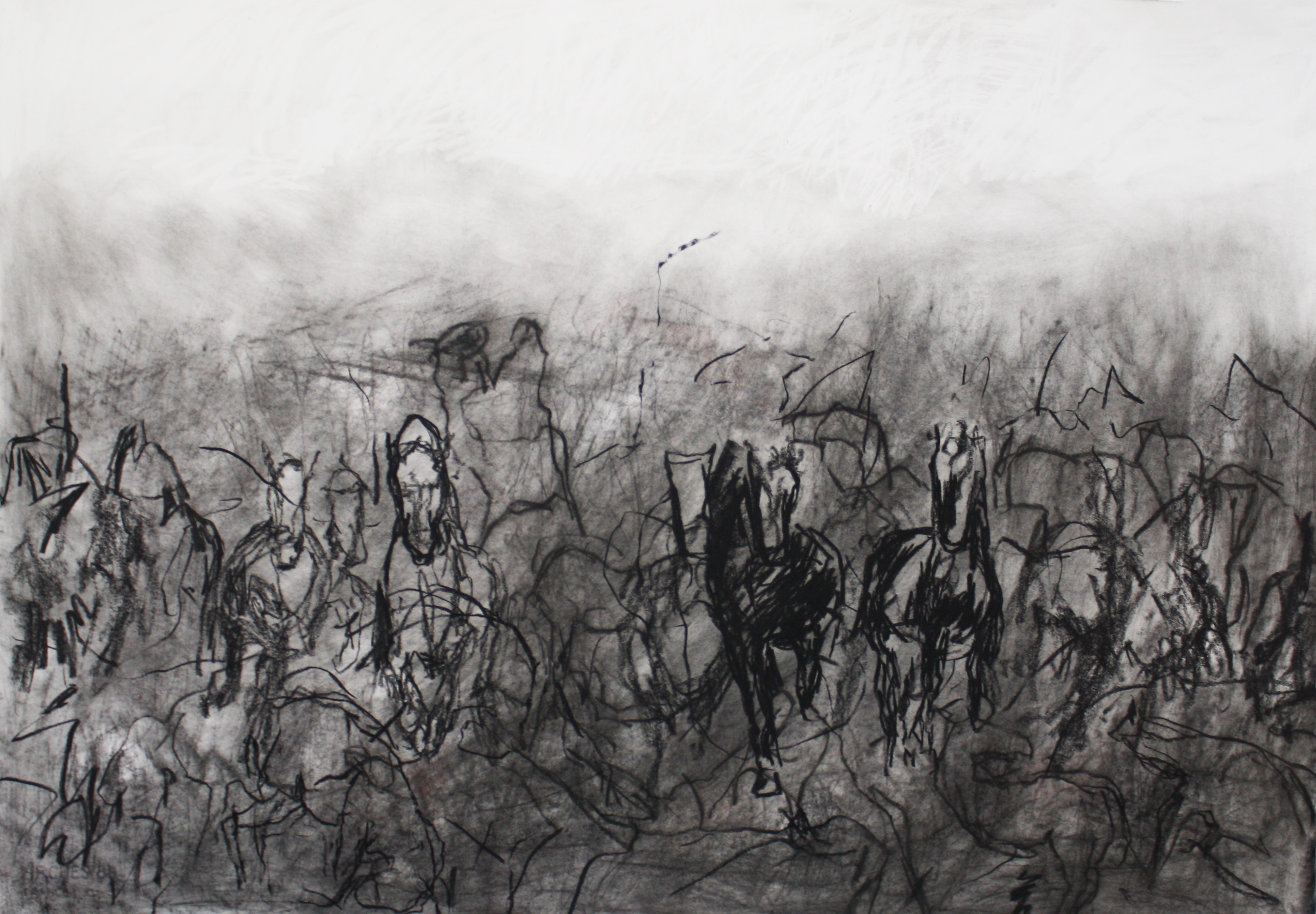 Angela Stewart, The Walers, 2014, charcoal on paper, 100 x 130cm