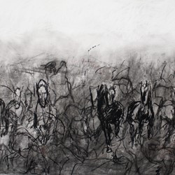 Angela Stewart, The Walers, 2014, charcoal on paper, 100 x 130cm