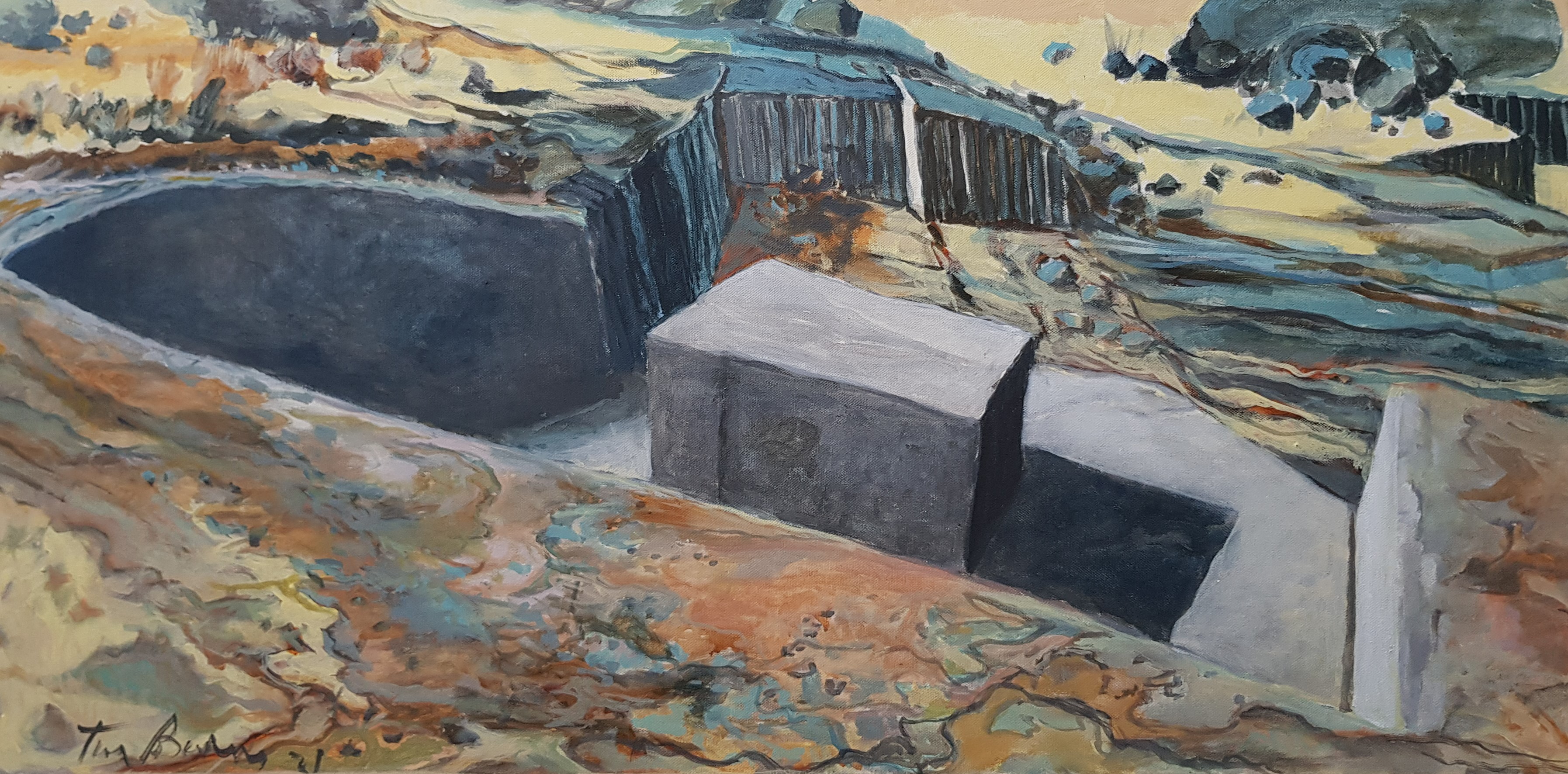 Tim Burns, Eat Your Heart Out Richard Serra, 2021, acrylic on canvas, 45.5 x 91.5cm