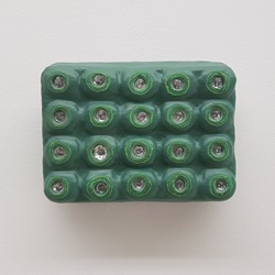 Andre Lipscombe, Painting with Silver Bullets, 2019-20, acrylic and enamel paint, 13.5 x 19 x 5cm (1)