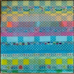 Minaxi May, Blue Weavers, 2020, washi tape, glue and epoxy resin on board, 22 x 22 x 3.5cm