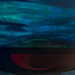 Jo Darbyshire, Redgum Ocean 2, 2021, redgum resin and oil on canvas, 150 x 120cm