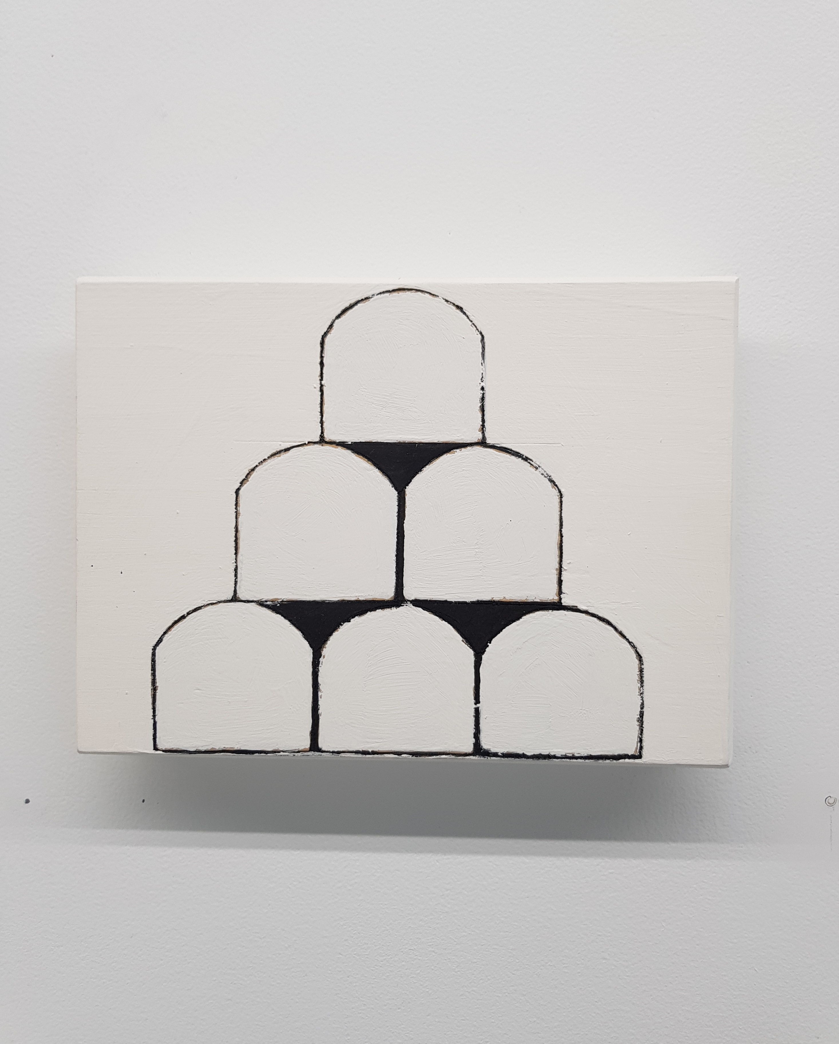 Theo Koning, It's Not Only Black and White 19, 2018, acrylic paint on wood, 18.5 x 25 x 4cm