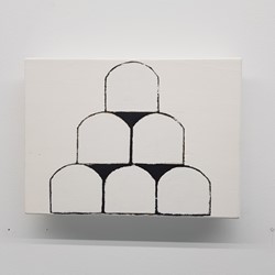 Theo Koning, It's Not Only Black and White 19, 2018, acrylic paint on wood, 18.5 x 25 x 4cm