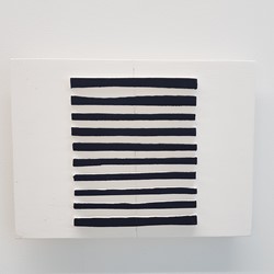 Theo Koning, It's Not Only Black and White 21, 2018, acrylic paint and gesso on wood, 25 x 33 x 4cm