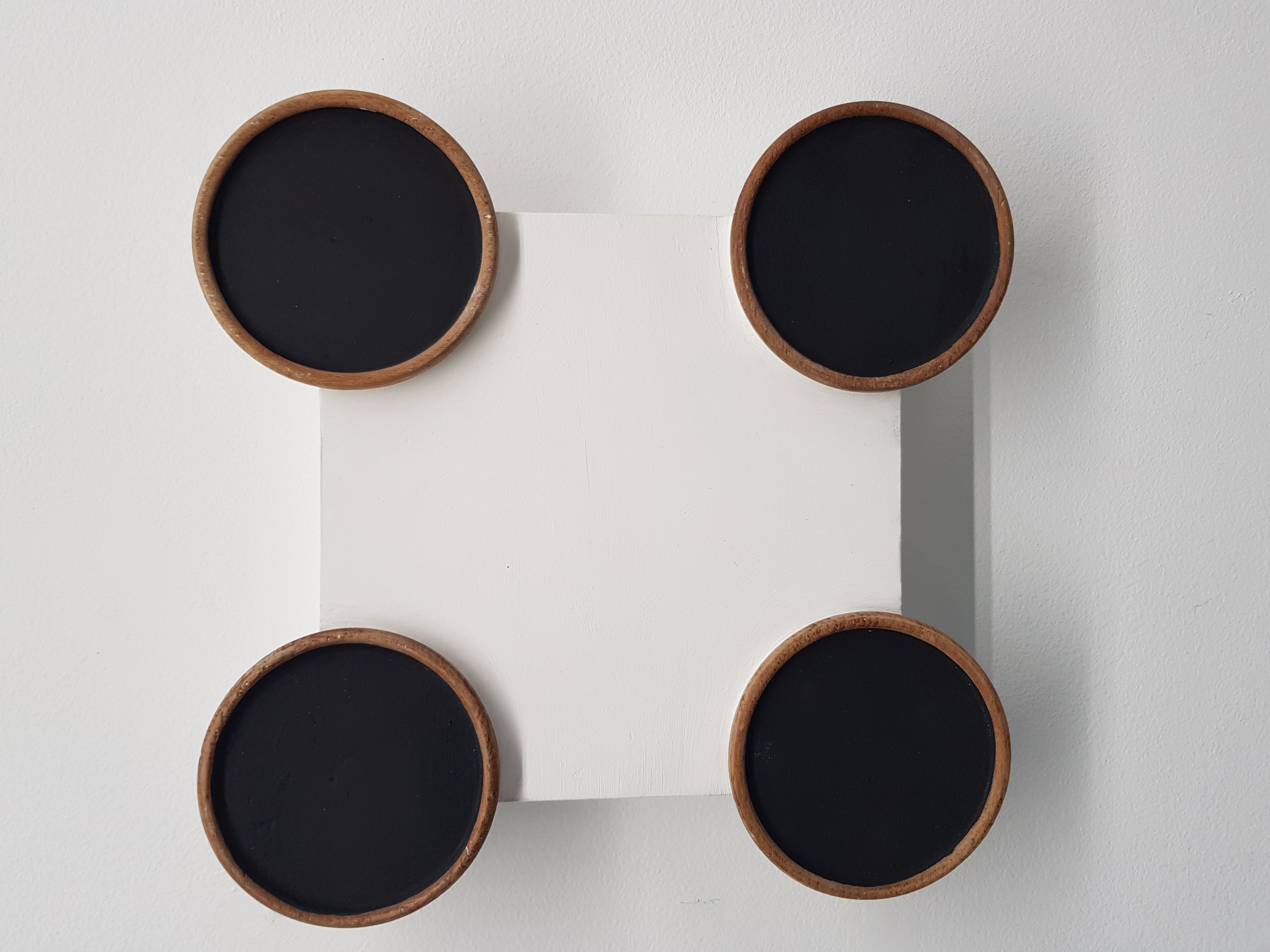 Theo Koning, It's Not Only Black and White 30, 2016, acrylic paint and gesso on wood, 24 x 23.5 x 4cm