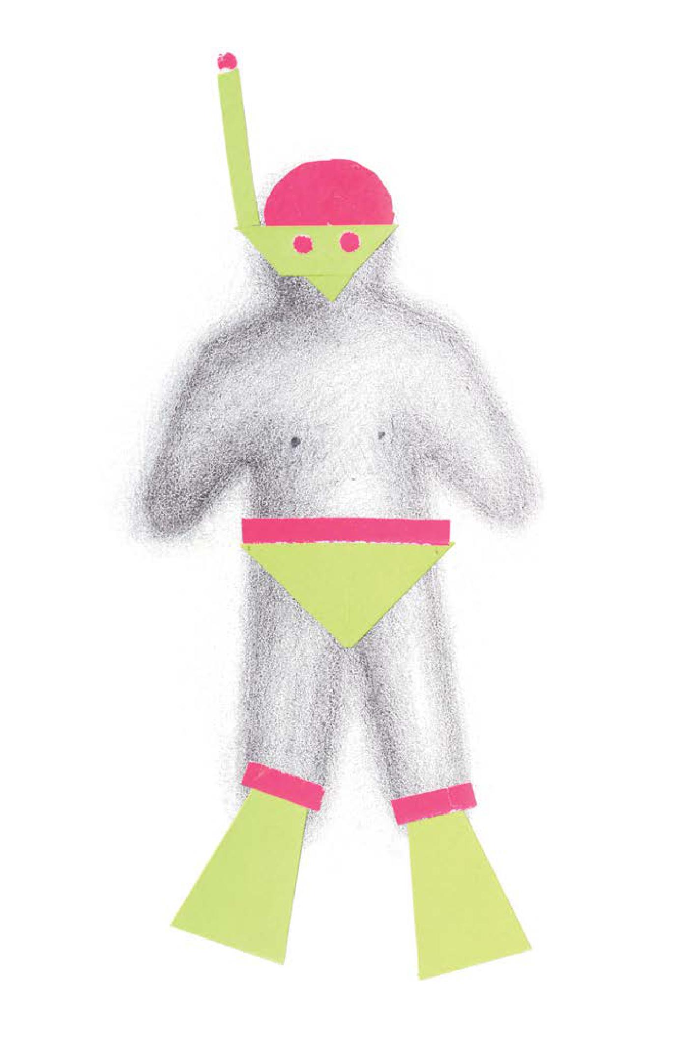 Theo Koning, High Vis Swimwear 1, 2005, collage on paper, 18 x 12cm