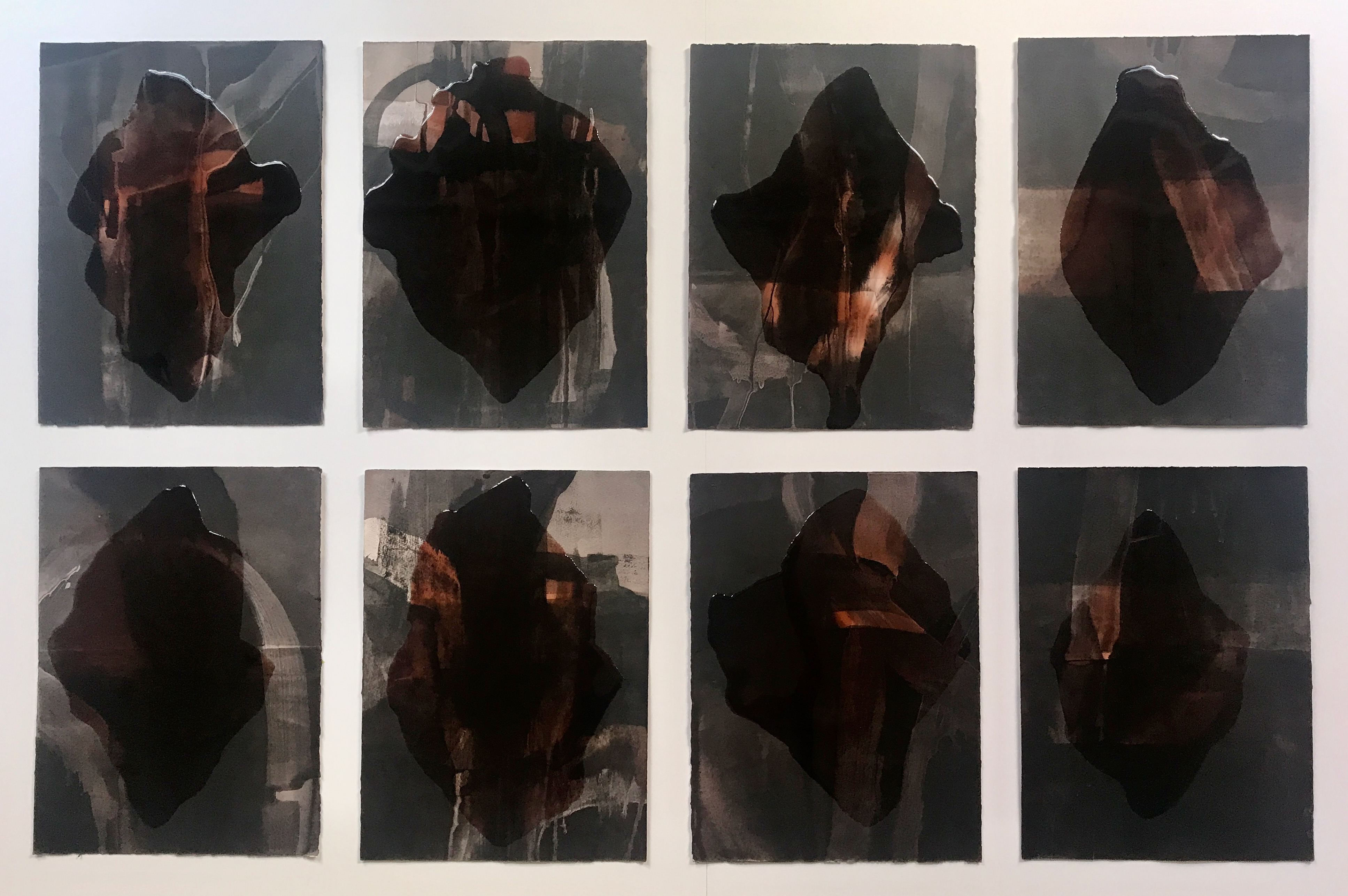 Chris Hopewell, Brave New World, 2020, resin and acrylic on paper, 88 x 140cm (8 panels, 42 x 32cm each)